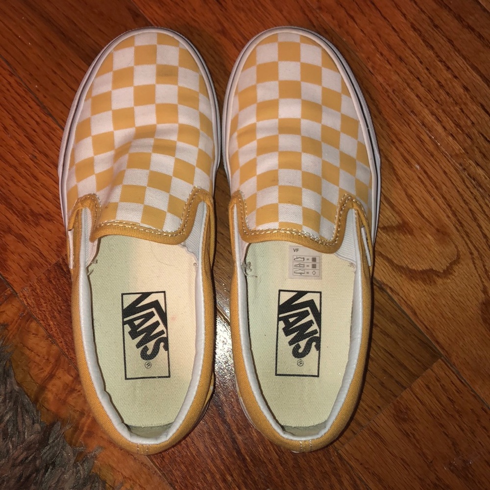 yellow and white checkered vans